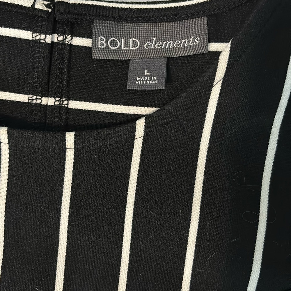 Bold Elements Bodycom Dress, Size L, Black & White Stripes - Picture 4 of 10